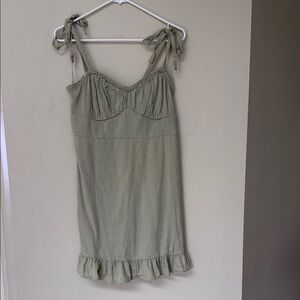 Hollister Green Ruffled Tie Front Sundress